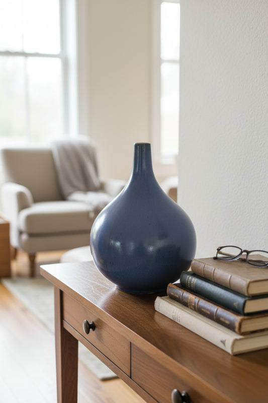 Peça Decorativa Estilo Árabe em Cerâmica Grés Azulino