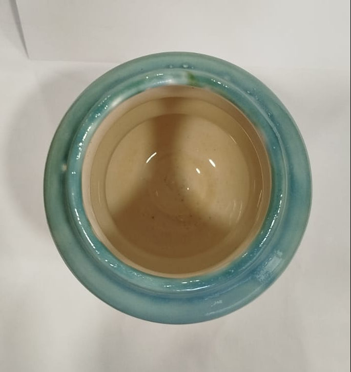 Peça Decorativa em Cerâmica – Turquesa e Branco