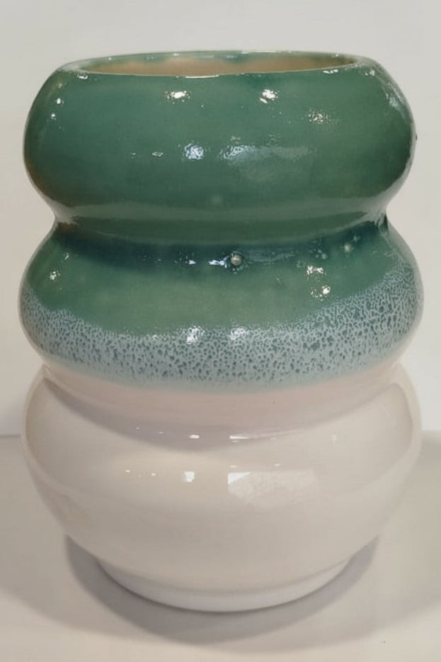 Peça Decorativa em Cerâmica – Turquesa e Branco