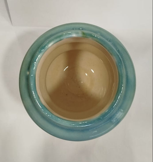 Peça Decorativa em Cerâmica – Turquesa e Branco